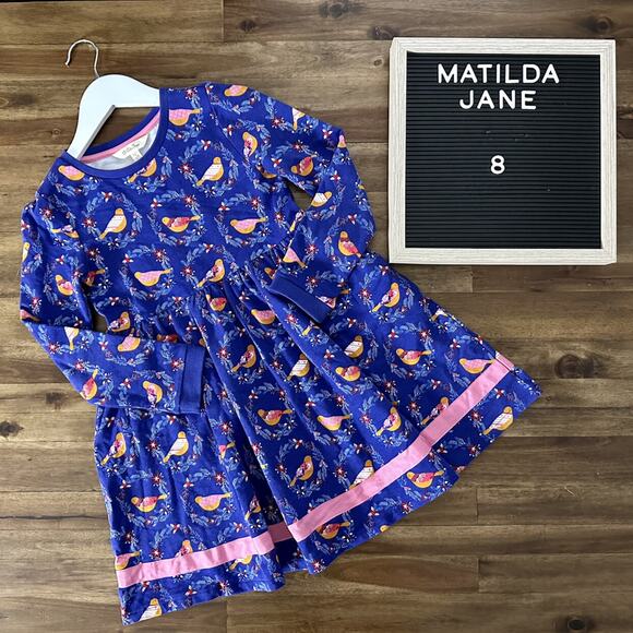 NEW Matilda Jane Moments With You Partridge Bird Floral Purple Long Sleeve Dress - Picture 1 of 7